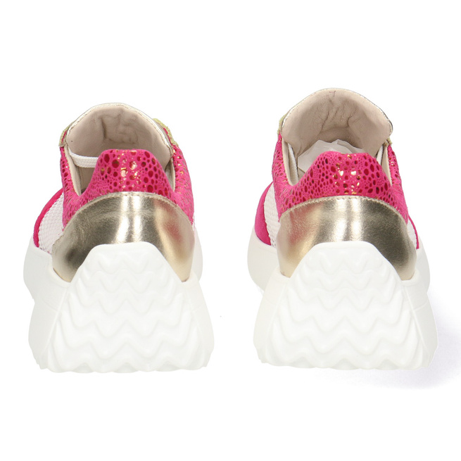 Skórzane Sneakersy Damskie Biały/Fuksja Pollonus 5-1733-002