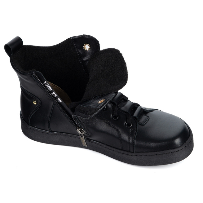 Barefoot buty skórzane minimalisthyczne Riley ocieplane czarne