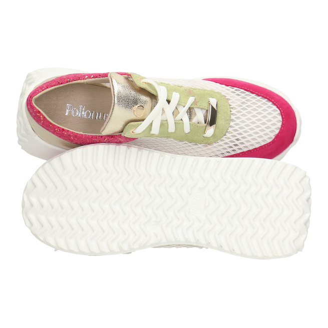 Dámské kožené tenisky Pollonus White/Fuchsia 5-1733-002