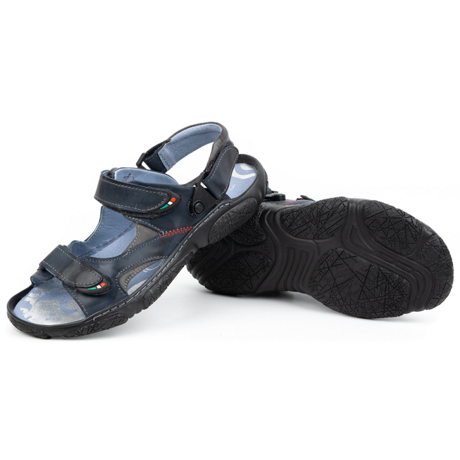 Pánské kožené žabky pro řidiče 362MA navy blue