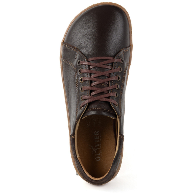 Aura: Hnědé dámské kožené minimalistické boty | Barefoot tenisky s nulovým dropem