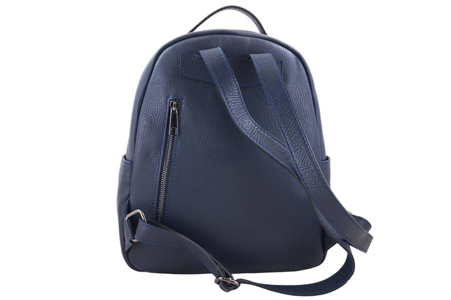 Elegantní klasický kožený batoh námořnická modř