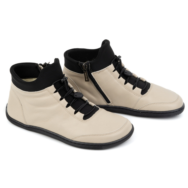 BAREFOOT dámské vlněné zateplené kožené boty 0767W ecru