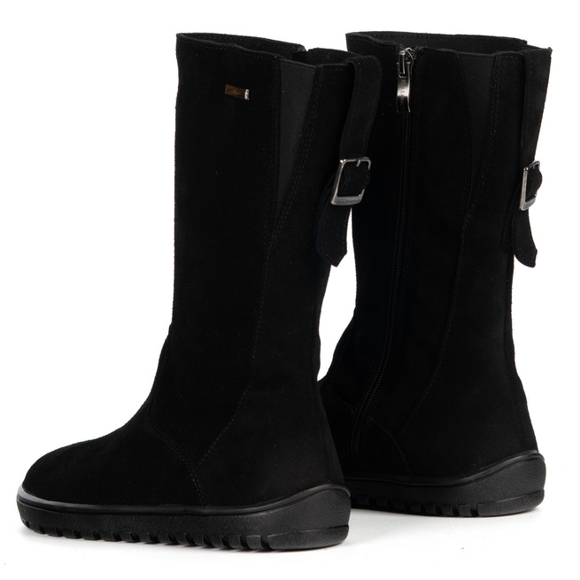 Barefoot Vivian kožené polobotky zimní s nulovou podrážkou černá