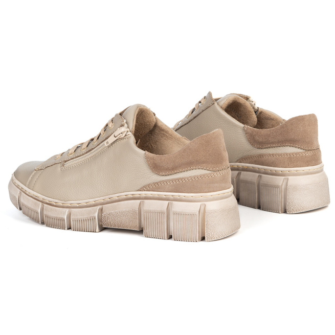 Półbuty damskie sneakersy skórzane 0663W beżowe