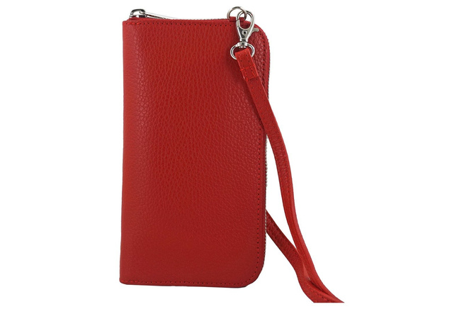 Peněženka / pouzdro na telefon z přírodní kůže - Powder pink