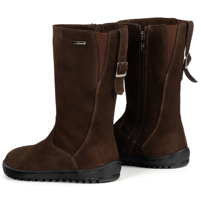 Barefoot Vivian kožené polobotky zimní s nulovou kapkou hnědé podrážky