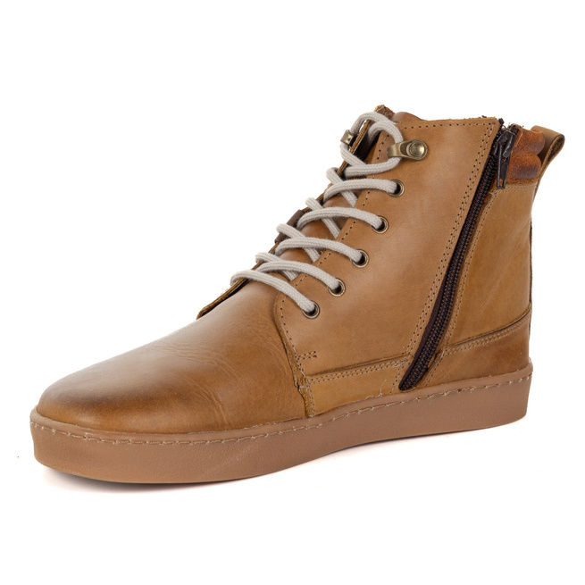 Buty męskie barefoot zimowe skórzane ocieplane szerokie 755MP rude