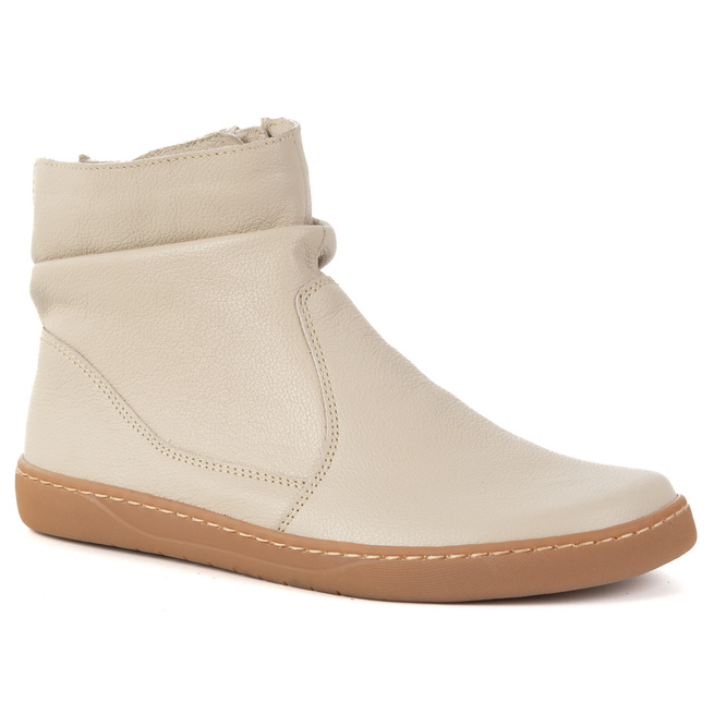 Damskie buty barefoot sztyblety z zamkiem ocieplane 1297 beżowe