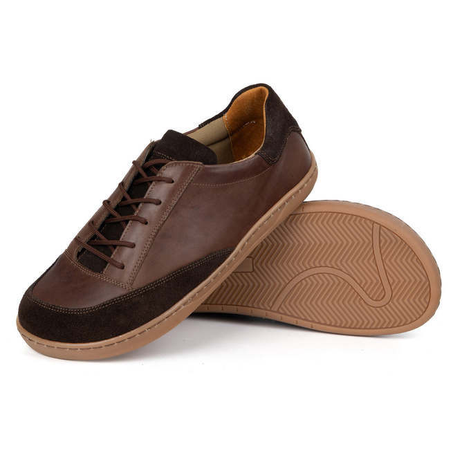 Polské pánské barefoot boty z hnědé kůže Reno 0548MP