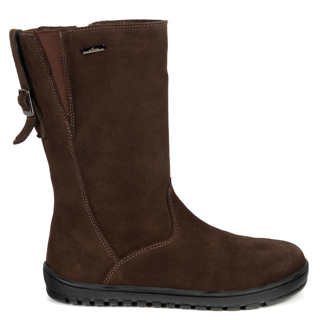 Barefoot Vivian kožené polobotky zimní s nulovou kapkou hnědé podrážky