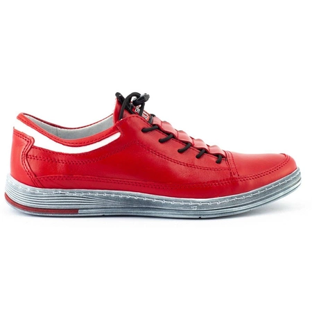 Buty męskie skórzane casual K22 czerwone
