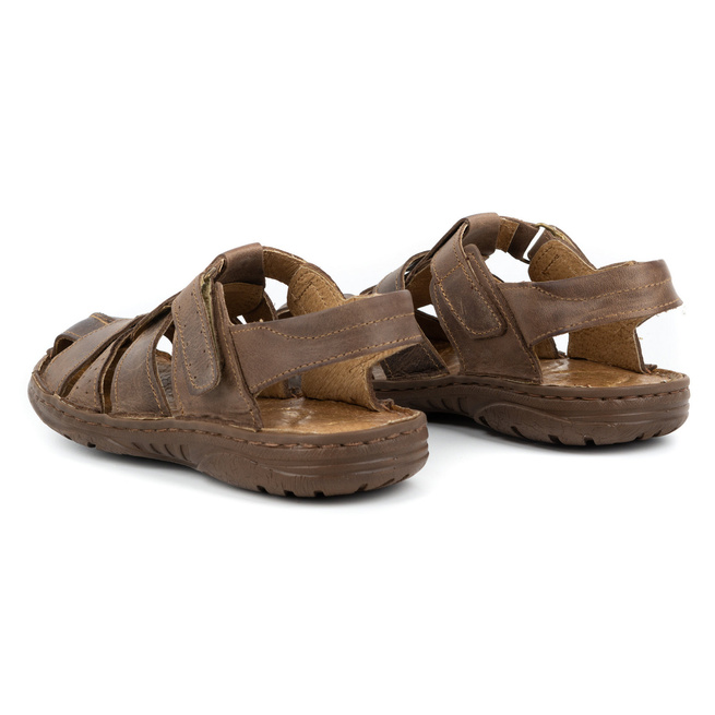 Pánské kožené sandály na suchý zip 211 hnědé