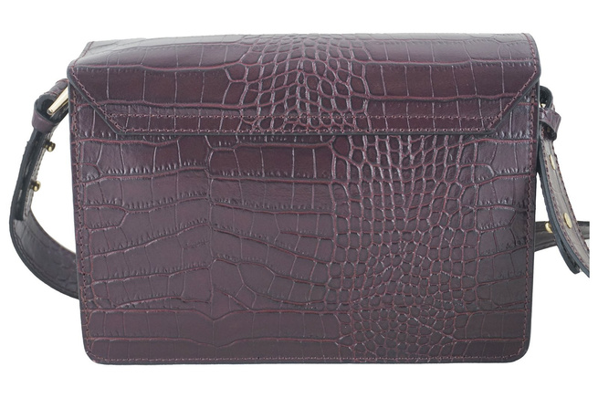 Módní kožená kabelka - CROCO - Maroon