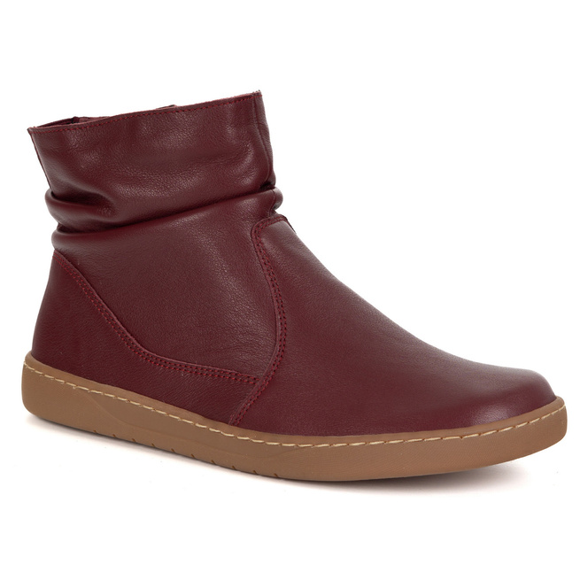 Damskie buty barefoot sztyblety z zamkiem ocieplane 1297 bordowe