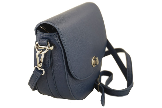 Kožená poštovní taška s ozdobnou sponou - světle modrá