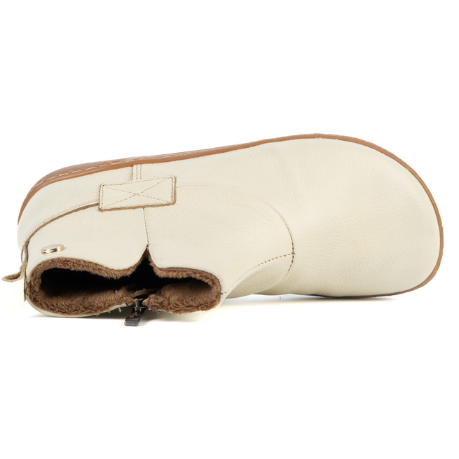 Dámské zimní boty barefoot kožené na zip Z-B07 cream ecru