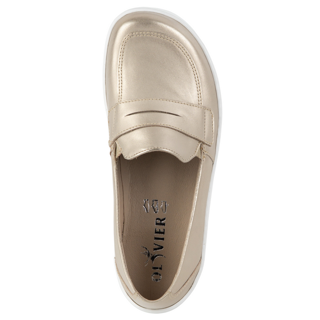 BAREFOOT Elegantní dámské minimalistické kožené mokasíny 1280 gold