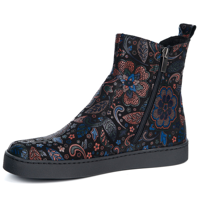 Damskie sztyblety barefoot Brooke na grubszym spodzie wzór etniczny