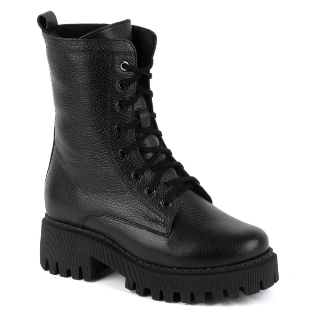 Dámské zateplené kožené boty 401BB pea black
