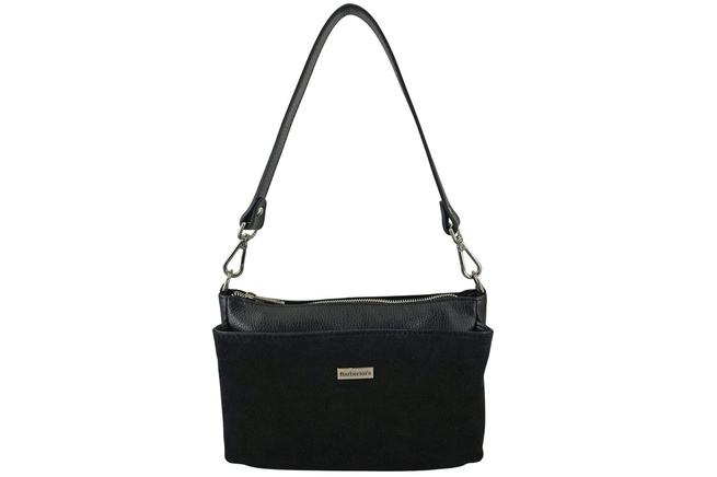 Prostorná poštovní taška z kůže a semiše - černá