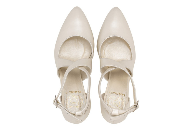 Řemínkové lodičky na podpatku 7 cm ecru Iga