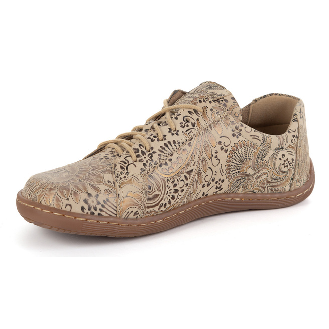 Damskie minimalistyczne buty skórzane barefoot model perforowane 1243 beż etniczny