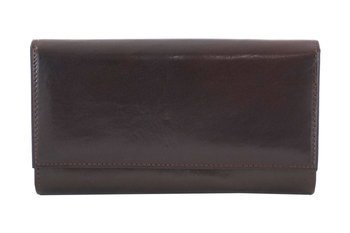 Damski portfel skórzany - Barberini's - Brązowy ciemny