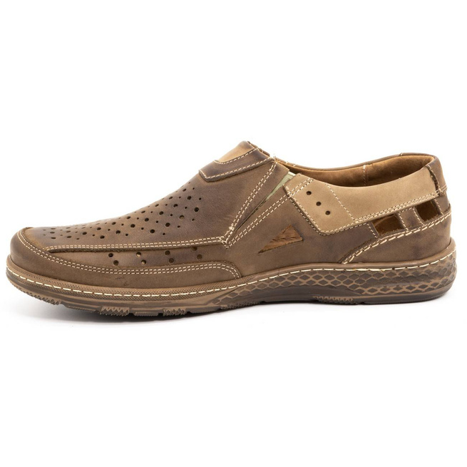 Buty męskie mokasyny skórzane 893MP ciemny brąz