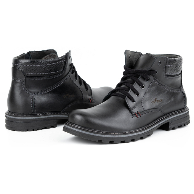 Pánské zimní boty kožené boty 1970L černé