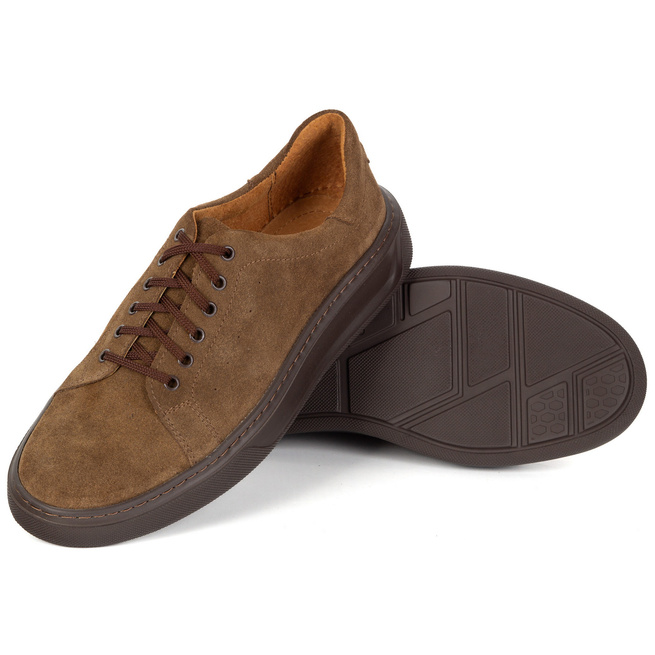 Buty męskie skórzane 930K brąz welur