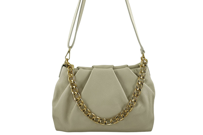 Kabelka s vlnitým řetízkem - světle béžová