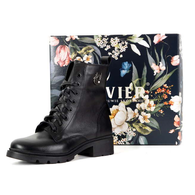 Botki damskie skórzane 1786POL czarne lico