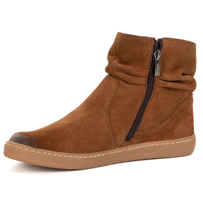 Damskie buty barefoot sztyblety z zamkiem ocieplane 1297 rude