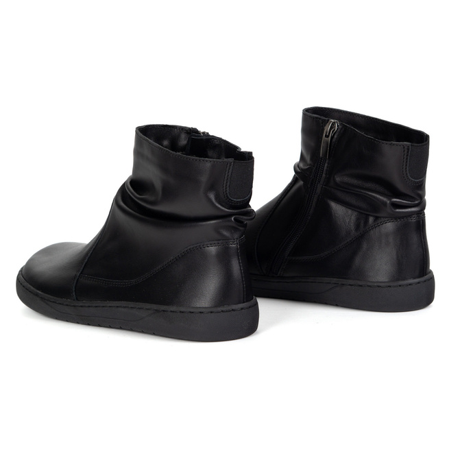 Damskie buty barefoot sztyblety z zamkiem ocieplane 1297 czarne