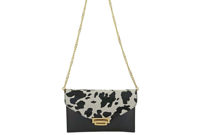 Kožená taška do ruky a přes rameno - černá