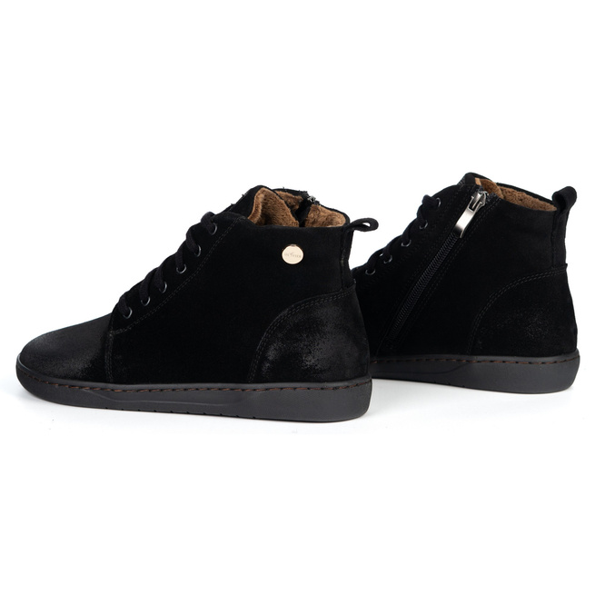 Buty damskie zimowe barefoot skórzane Z-B04 czarne