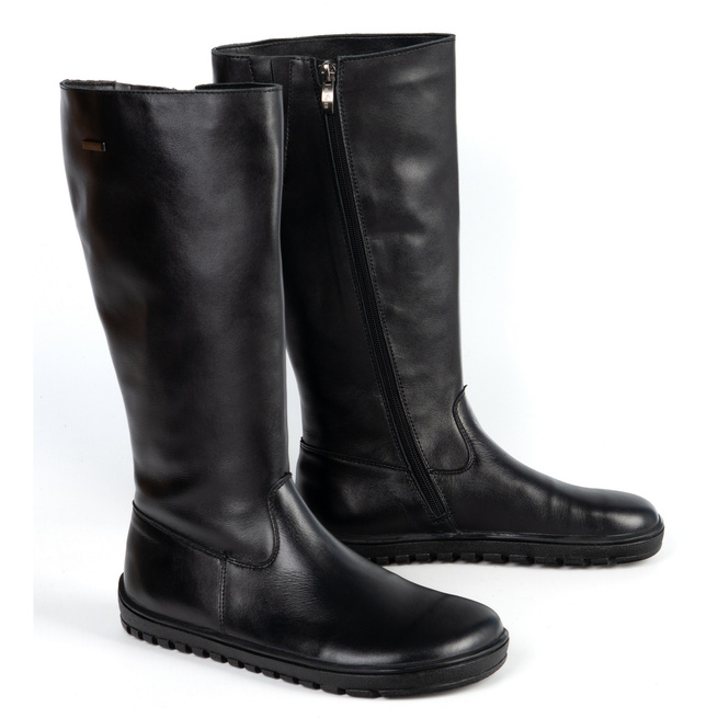 Buty damskie barefoot skórzane kozaki Olivier Hazel czarne licowe