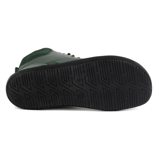 Dámské minimalistické kožené zimní boty barefoot 1262 zelené