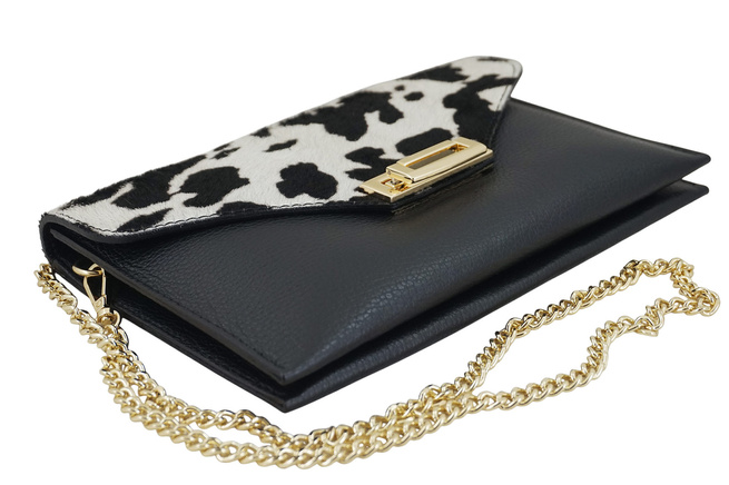 Kožená taška do ruky a přes rameno - černá