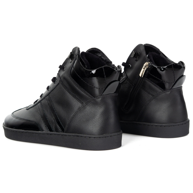 Skórzane buty BAREFOOT damskie zimowe 201MP ocieplane z naturalnej skóry czarne