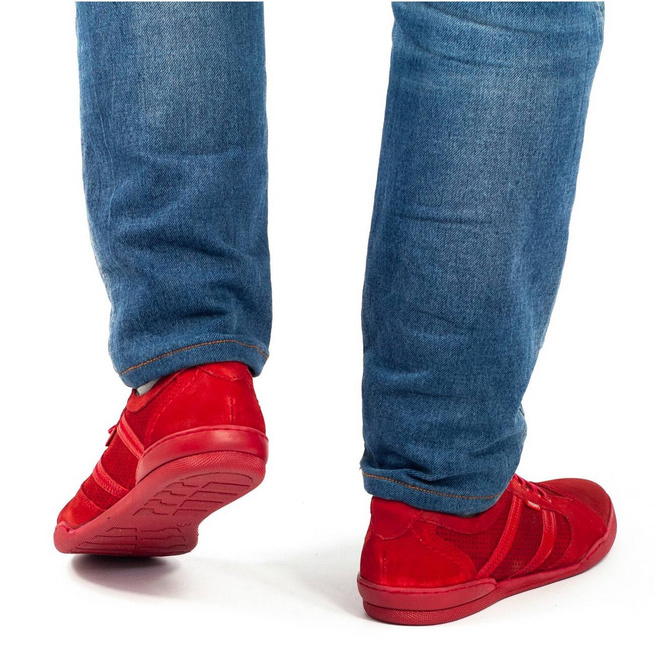Buty męskie Casual R3 Perforacja czerwone