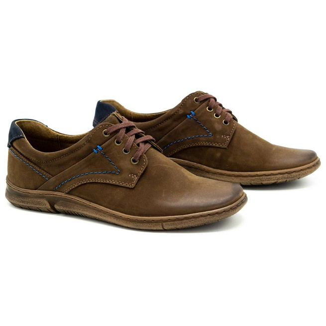 Buty męskie skórzane casual 858K brązowe