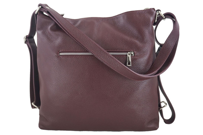 Dámská kožená kabelka - taška / batoh formátu A4 - bordó