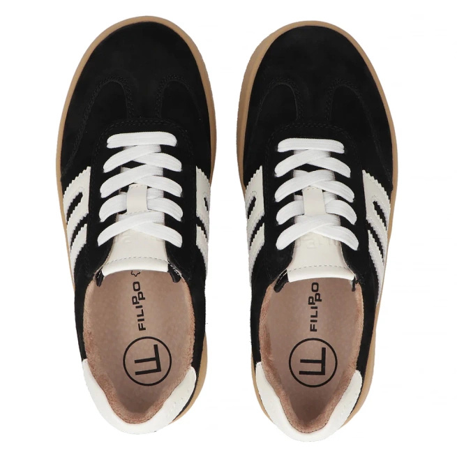 Skórzane sneakersy Filippo DP6994/25 czarne z białym