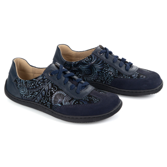 Buty barefoot damskie skórzane minimalistyczne OLIVIER 1287 granatowe