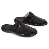 Wasak pánské kožené žabky na suchý zip 0223W black