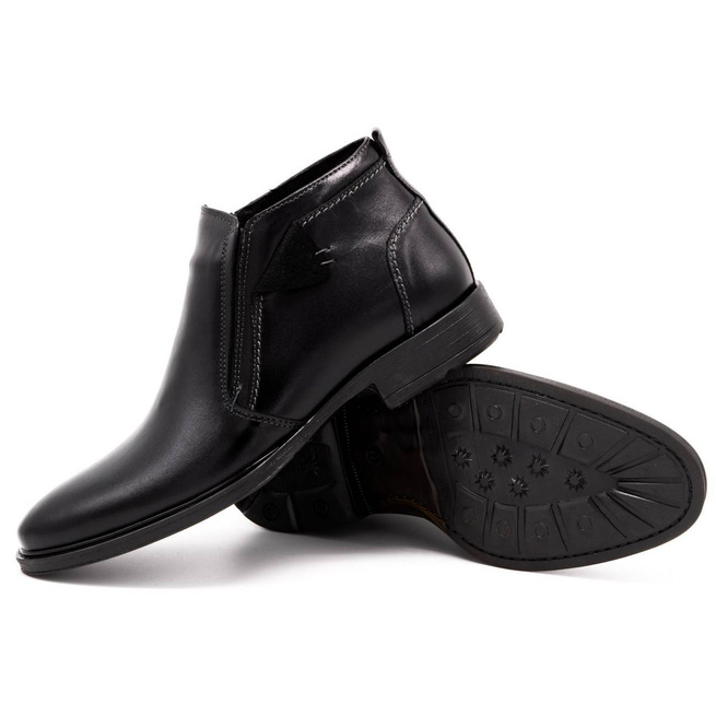 Buty męskie skórzane zimowe 200 czarne