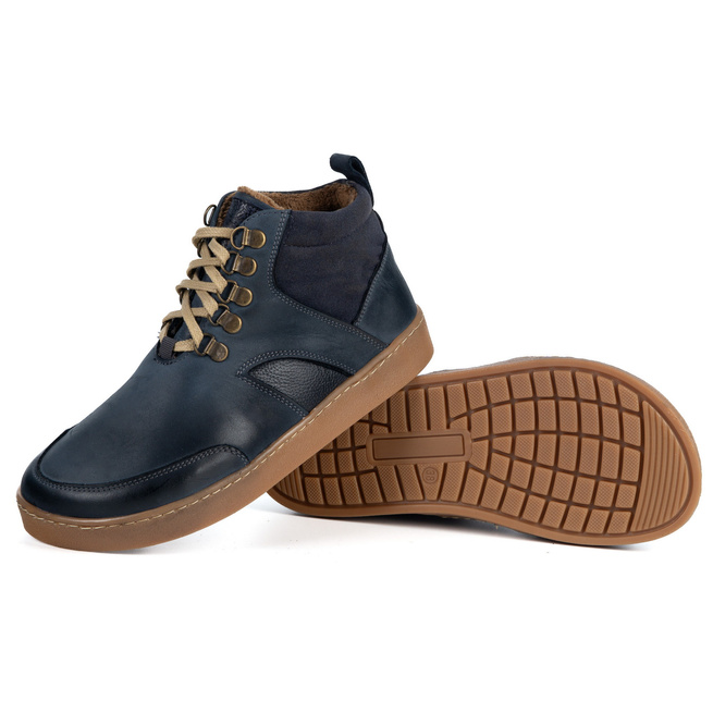 Barefoot unisex zimní kožené boty Explorer blue