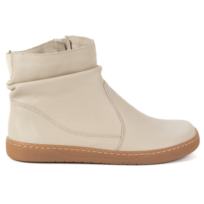 Damskie buty barefoot sztyblety z zamkiem ocieplane 1297 beżowe